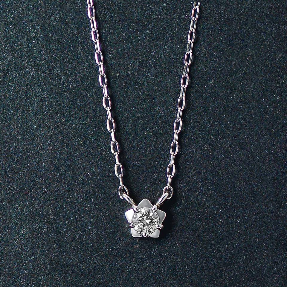プラチナ　ステッリーナ　一粒ダイヤモンドネックレス　0.05ct