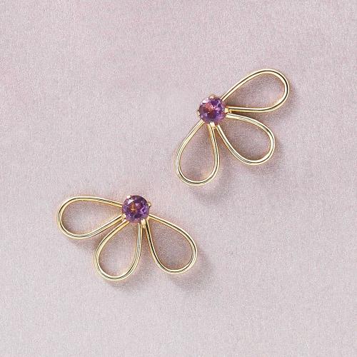 K18・K10 アメジスト フラワーピアス( YG)