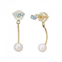 K18・K10スイスブルートパーズキャッチチャームピアス(YG)