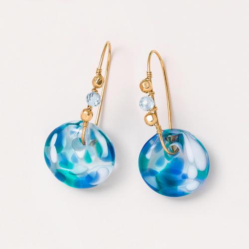 津軽びいどろガラス　ブルー　ピアス