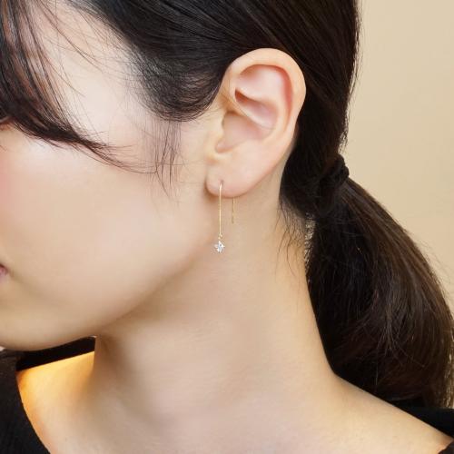 フックピアス つや消しデザインが華やかなフックピアス K18YG | www