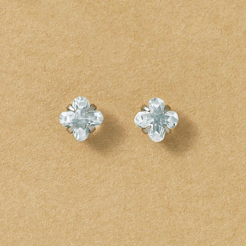 [ セカンドピアス] Ptリリィカットアクアマリンピアス