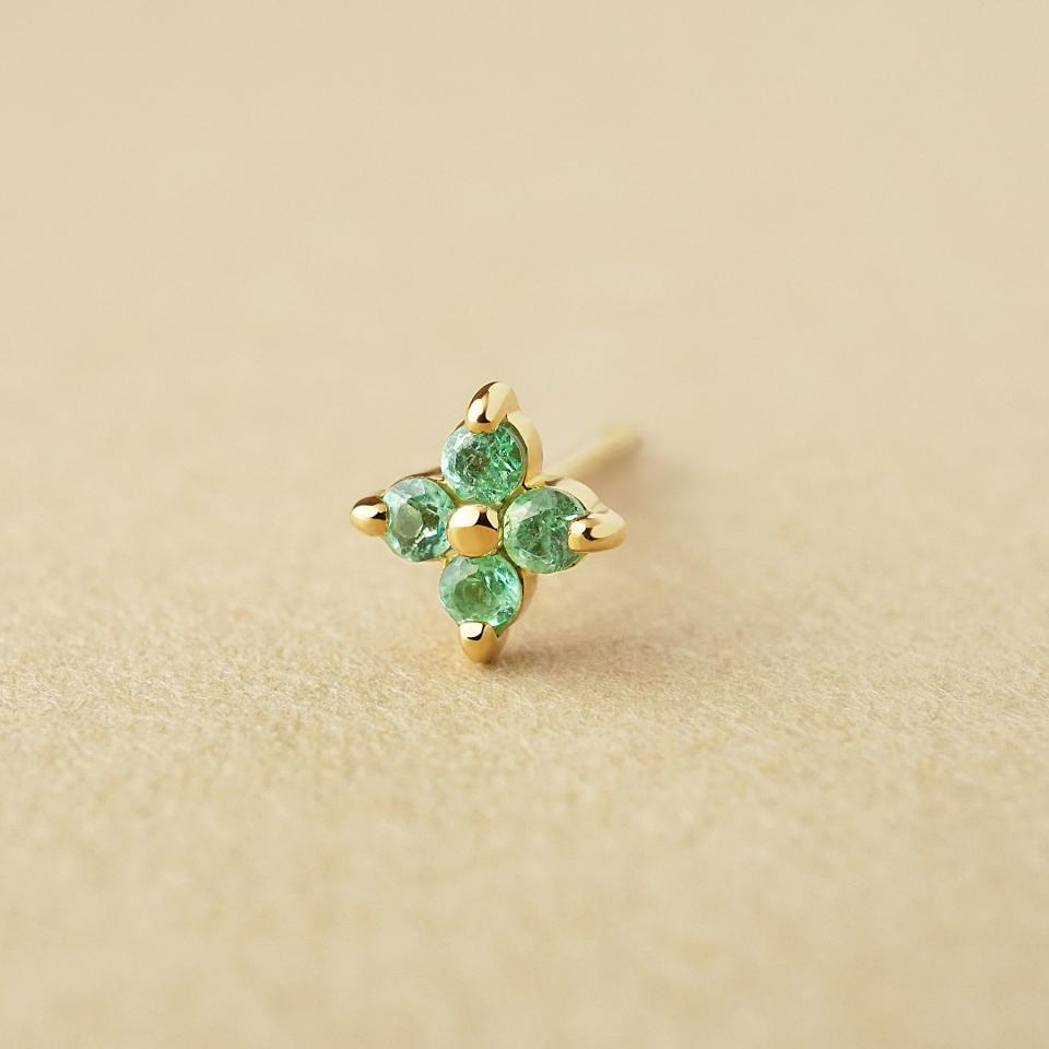 【 Solo Pierce】[ セカンドピアス] K18エメラルド ハーフピアス