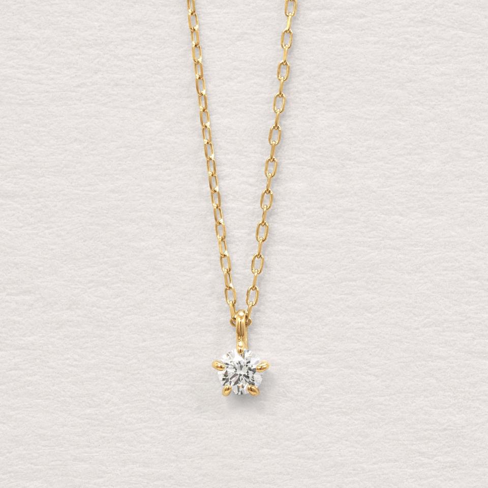 K18　5ツメスター　一粒ダイヤモンドネックレス　0.08ct( YG)