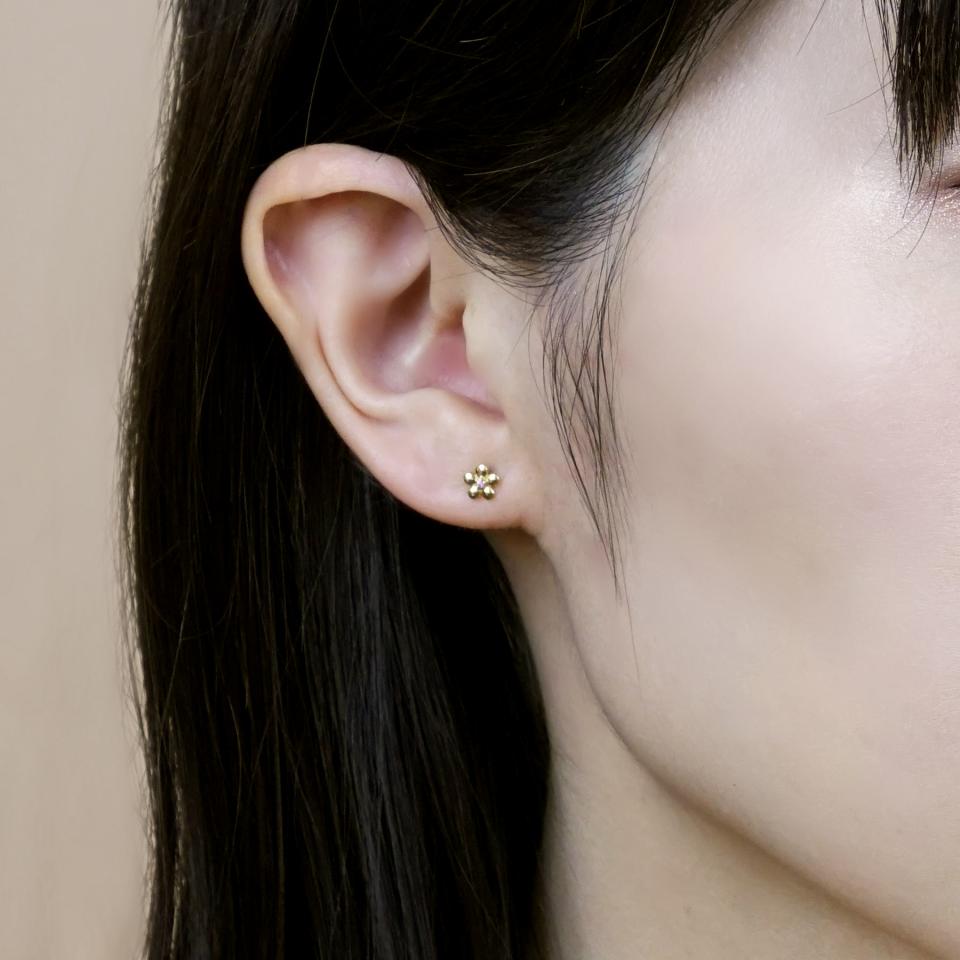 定価11万アッシュペーフランス スイートピー天然石ピアスK18