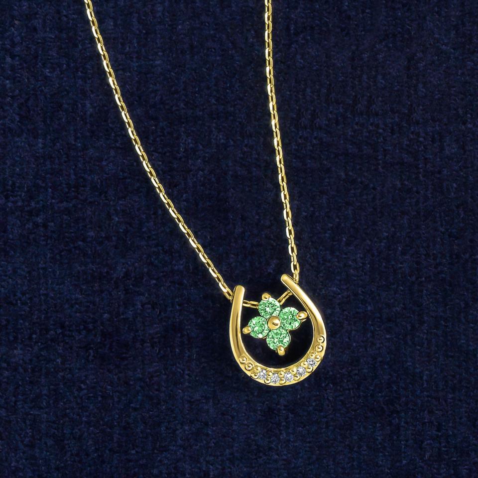 K18エメラルド　Wハピネスネックレス