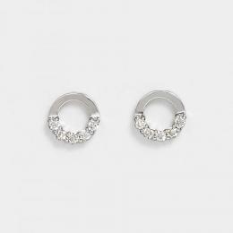 K14・K10　ダイヤモンド10石　サークル　ワンポイントピアス( WG)