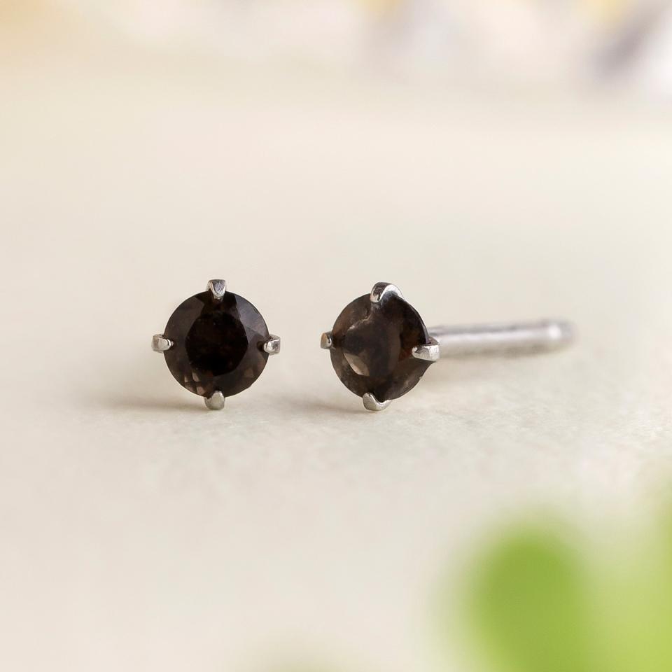 【WEB限定商品】 [ セカンドピアス] Pt スモーキークォーツピアス