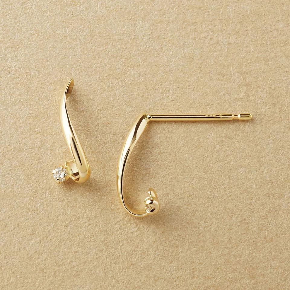 【 Palette】K18・K10　ダイヤモンド　ウェーブピアスベース(大きめ丸カン専用)