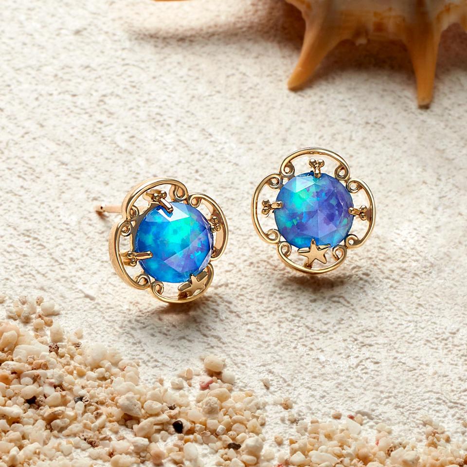 【COSTA BREEZE】K10 コーヴ 京都オパール×ホワイトクォーツ ピアス