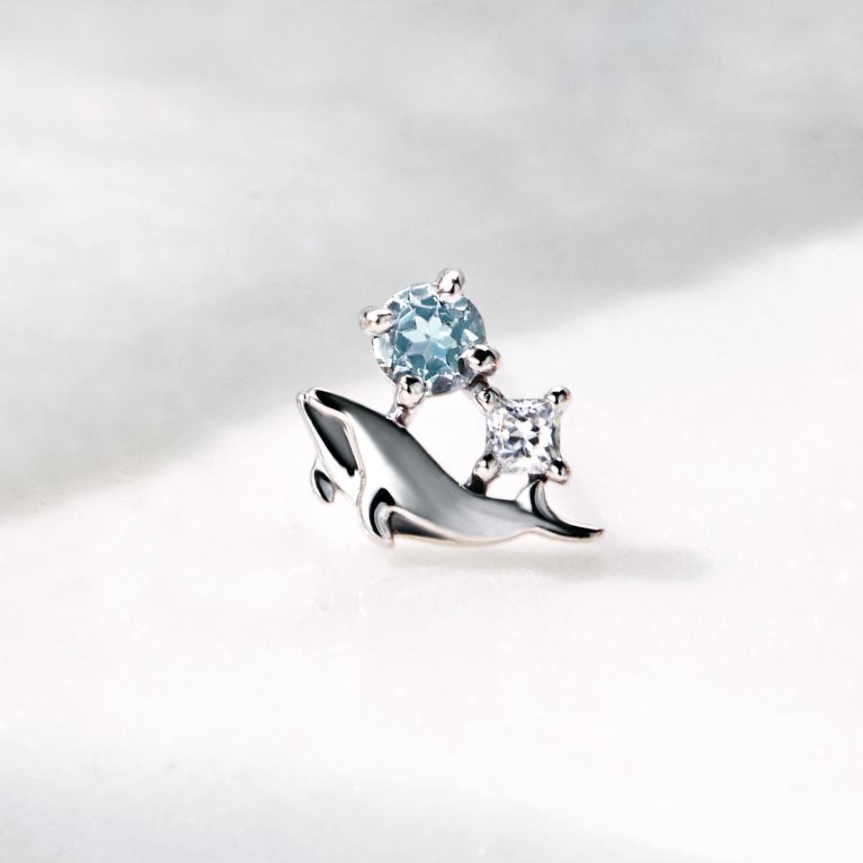 【Precious】【 Solo Pierce】K14・K10 クジラ ハーフピアス