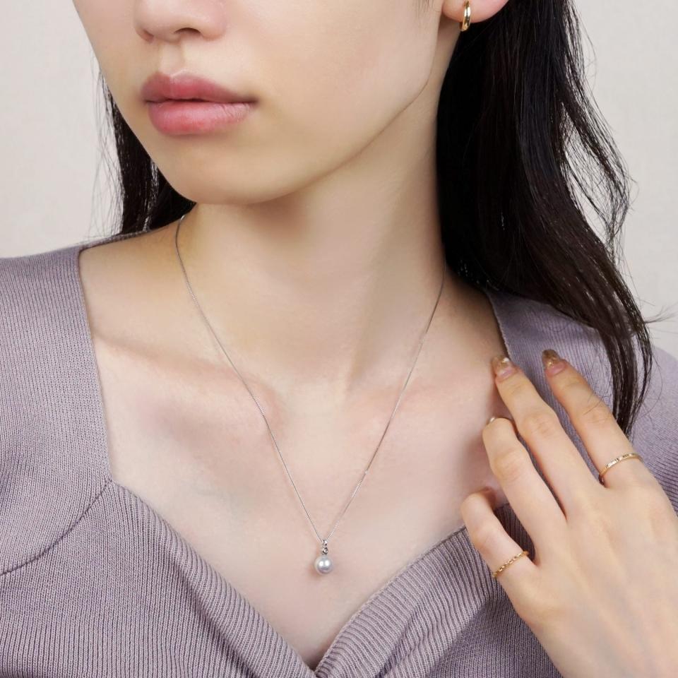 ❤️大粒　本真珠&0.5ct UPペアシェイプダイヤプラチナネックレス