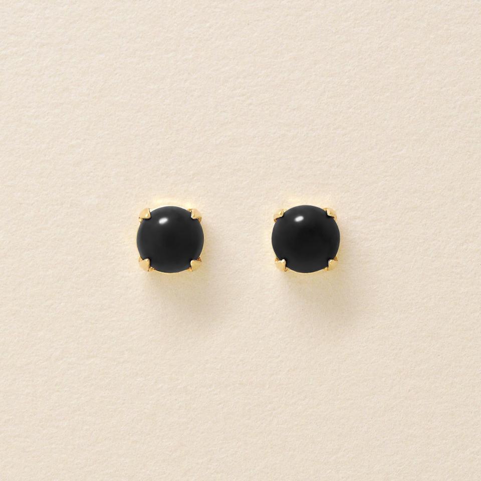 [ セカンドピアス] K18オニキスカボションピアス( YG)