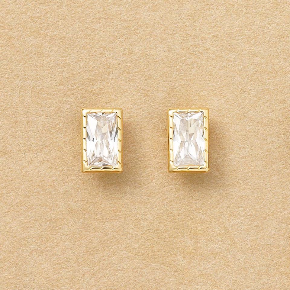 [ セカンドピアス] K18キュービックバケットカットピアス( YG)