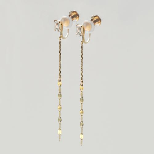 K10ホワイトトパーズバケット1石イヤリング(YG)