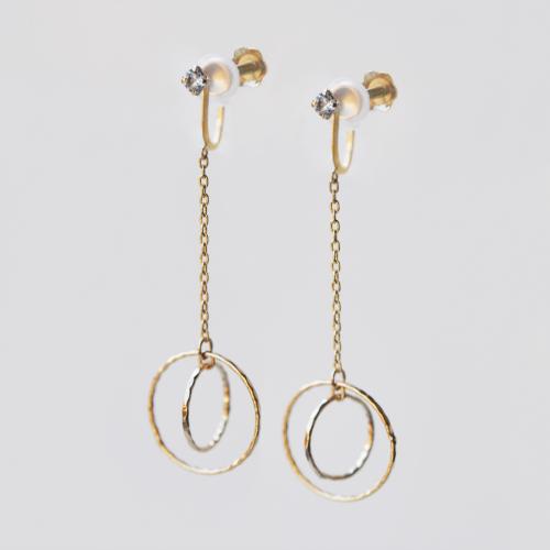 K10ホワイトトパーズマルクロスイヤリング(YG)