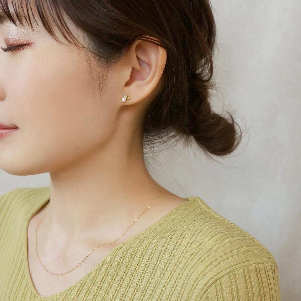 ペアピアス 1粒石 六芒星 ペリドット k18ピンクゴールド