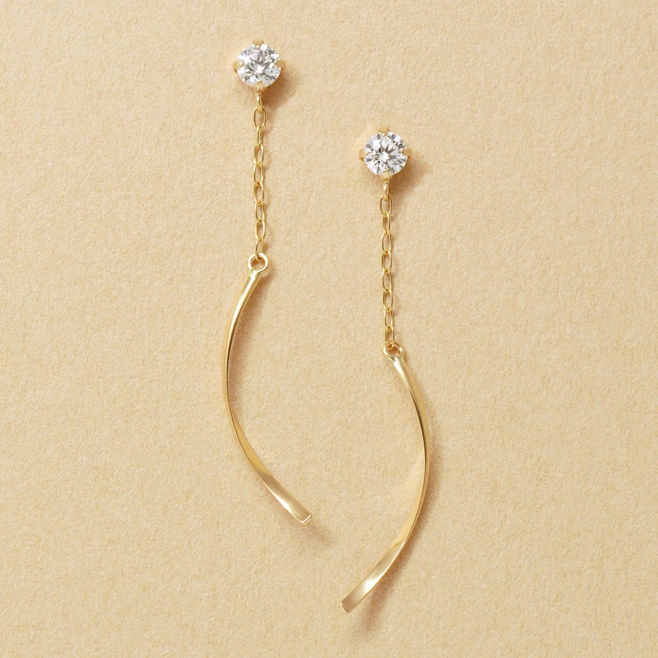【Lively】K10 ライン スイングピアス( YG)