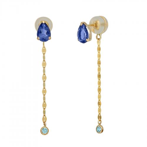 K18・K10アイオライトキャッチチャームピアス(YG)