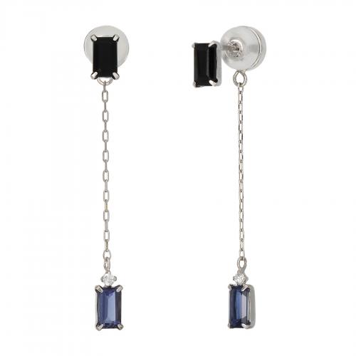 K14・K10オニキスキャッチチャームピアス(WG)