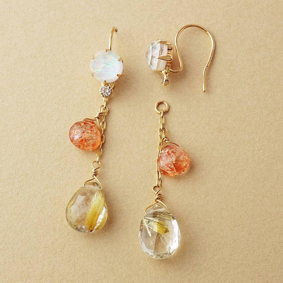 《限定BOX付き》【Palette】K10　ゴールデンルチルクォーツチャームセット　ピアス