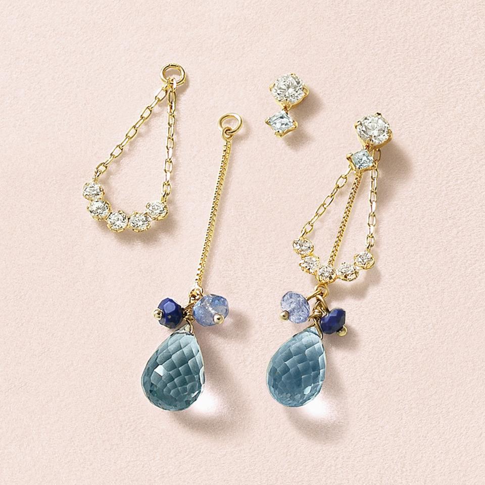 【 Palette】K18・K10ブルートパーズ チャームセット ピアス[ Mystic ]