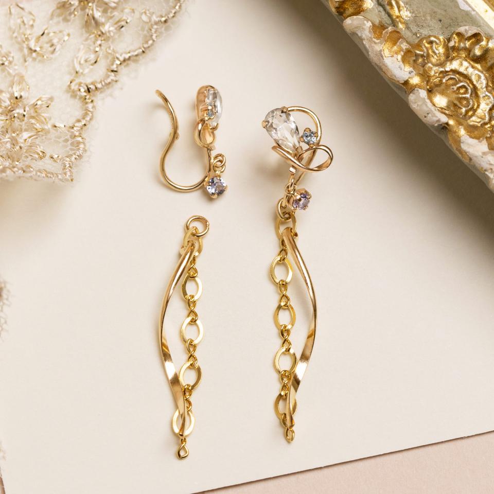 《限定BOX付き》【Waltz】K10 トパーズ ブルードナウ 2WAYイヤリング