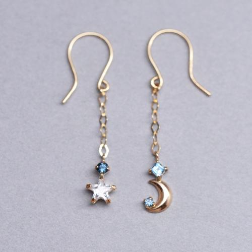 K18・K10ロンドンブルートパーズワイヤーピアス(YG)