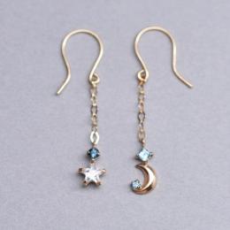 K18・K10ロンドンブルートパーズワイヤーピアス(YG)