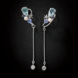 K10ブルートパーズスノウデイズ2wayイヤリング