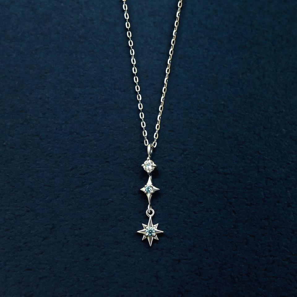 【 DREAMY】K10 アイスブルーダイヤモンドネックレス メテオ