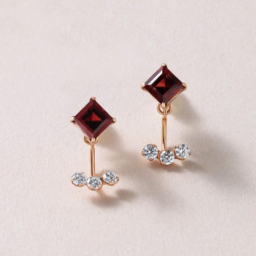 K18・K10ガーネット　メルティリップ　2wayピアス(PG)