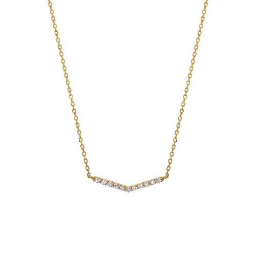 K18ダイヤモンド　VラインネックレスS( YG)　