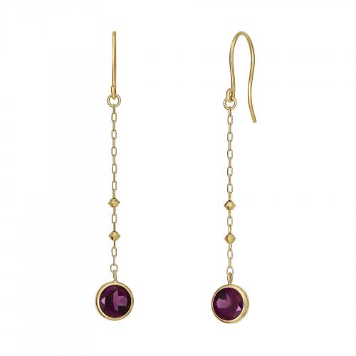 K18・K10　ガーネット　1粒ワイヤーピアス(YG)