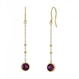 K18・K10　ガーネット　1粒ワイヤーピアス(YG)