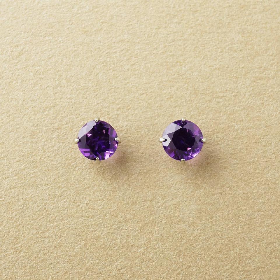 [ セカンドピアス]Pt アメジストピアス(4mm)