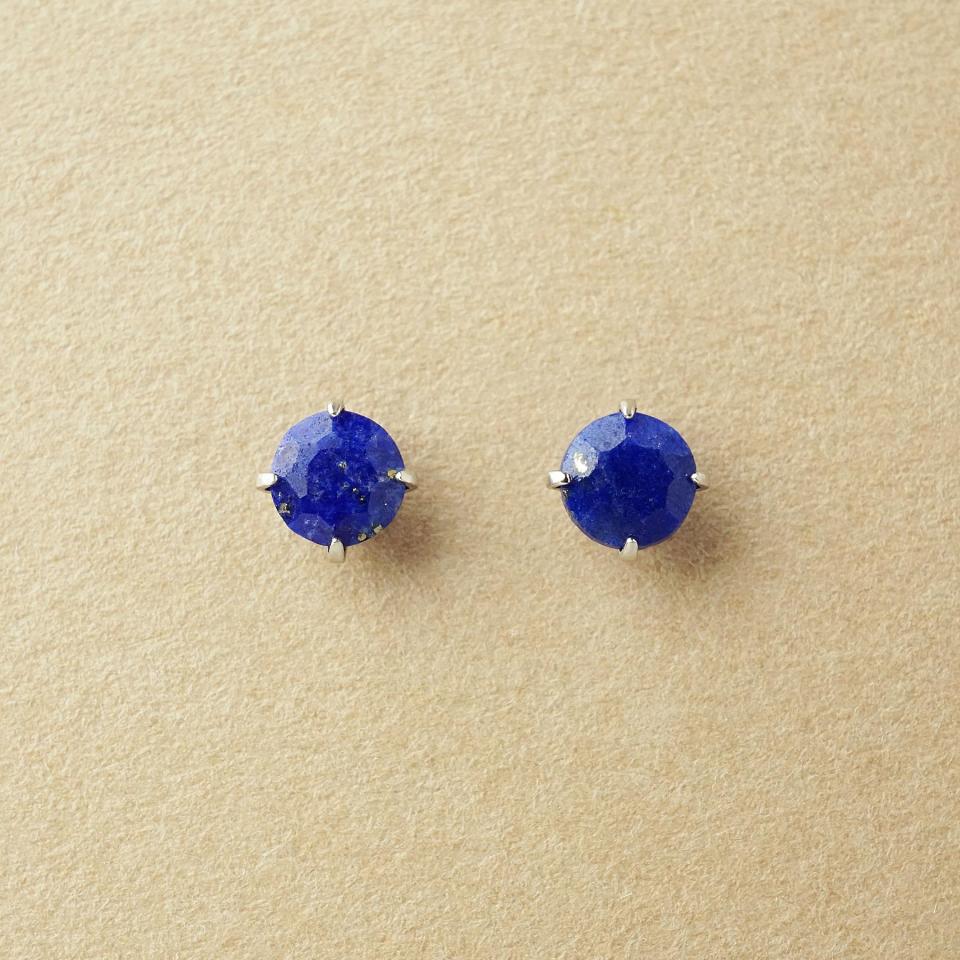 [ セカンドピアス]Pt ラピスラズリピアス(4mm)