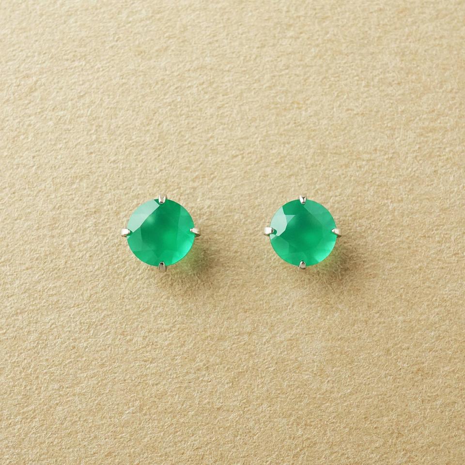 [ セカンドピアス]Pt グリーンメノウピアス(4mm)