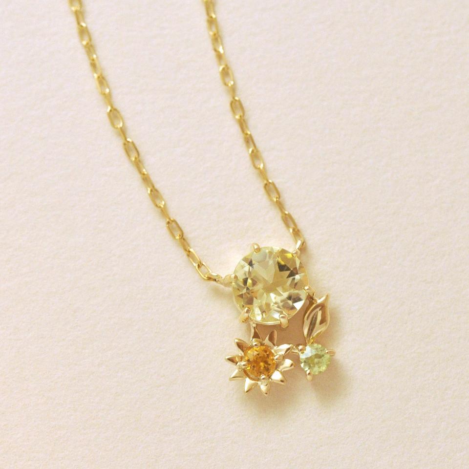 [ 誕生花ジュエリー] 8月ヒマワリネックレス( YG)
