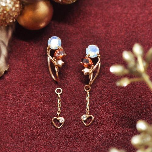 【Dresser】K10ガーネット　ステラハート　イヤリング(PG)