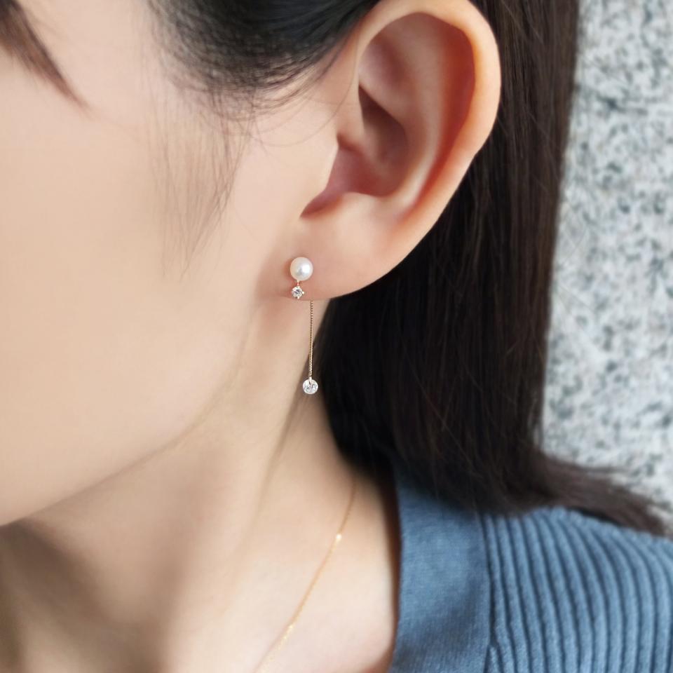 国内外の人気 K18YG 2WAY ピアス ピアス