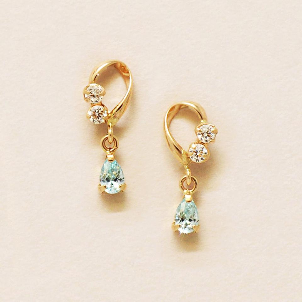 K18・K10キュービックジルコニアスイングピアス( YG)