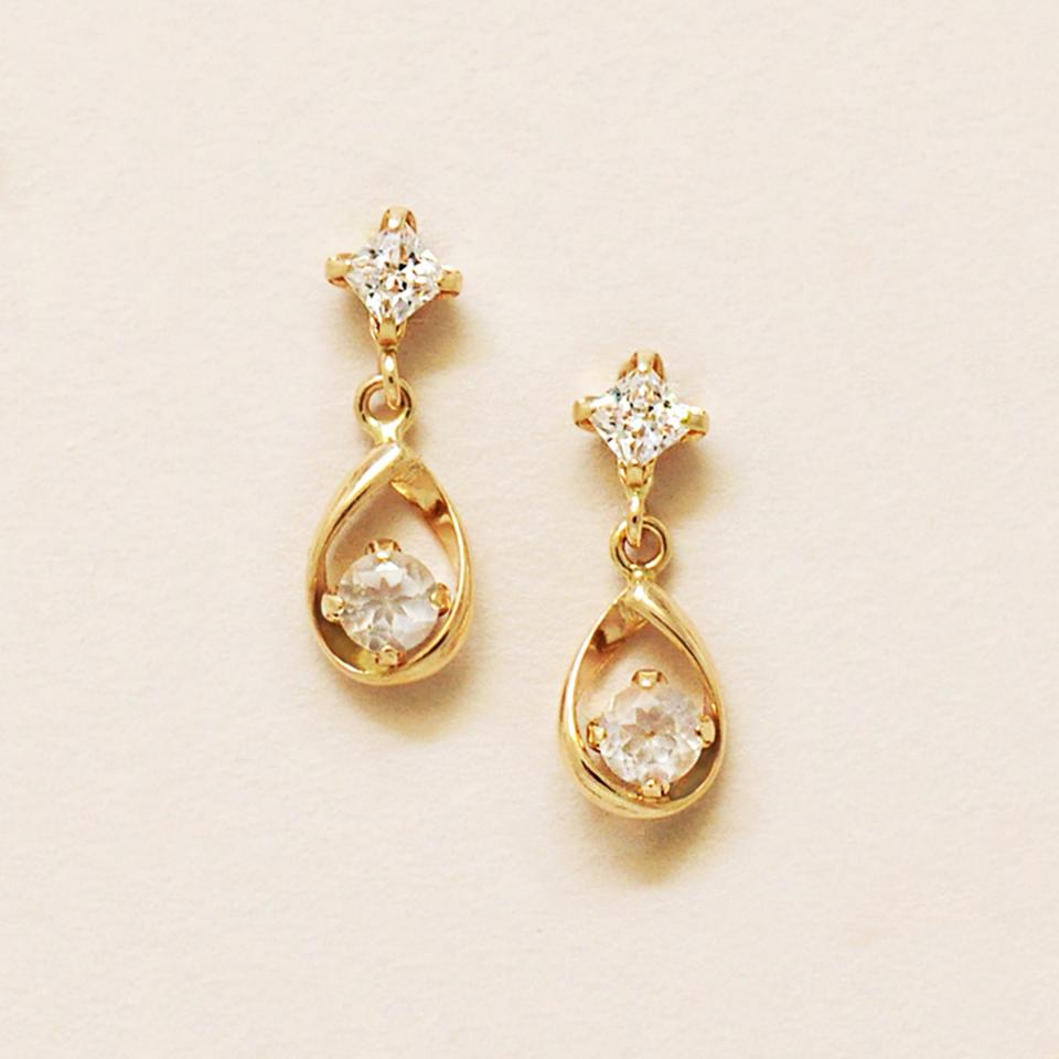 K18・K10ムーンストーンツユスイングピアス( YG)