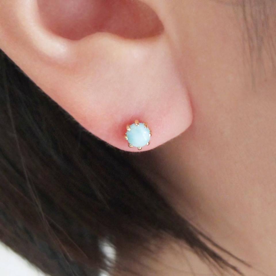 ⭐︎【天然】ラリマー ピアス k18 3.9g