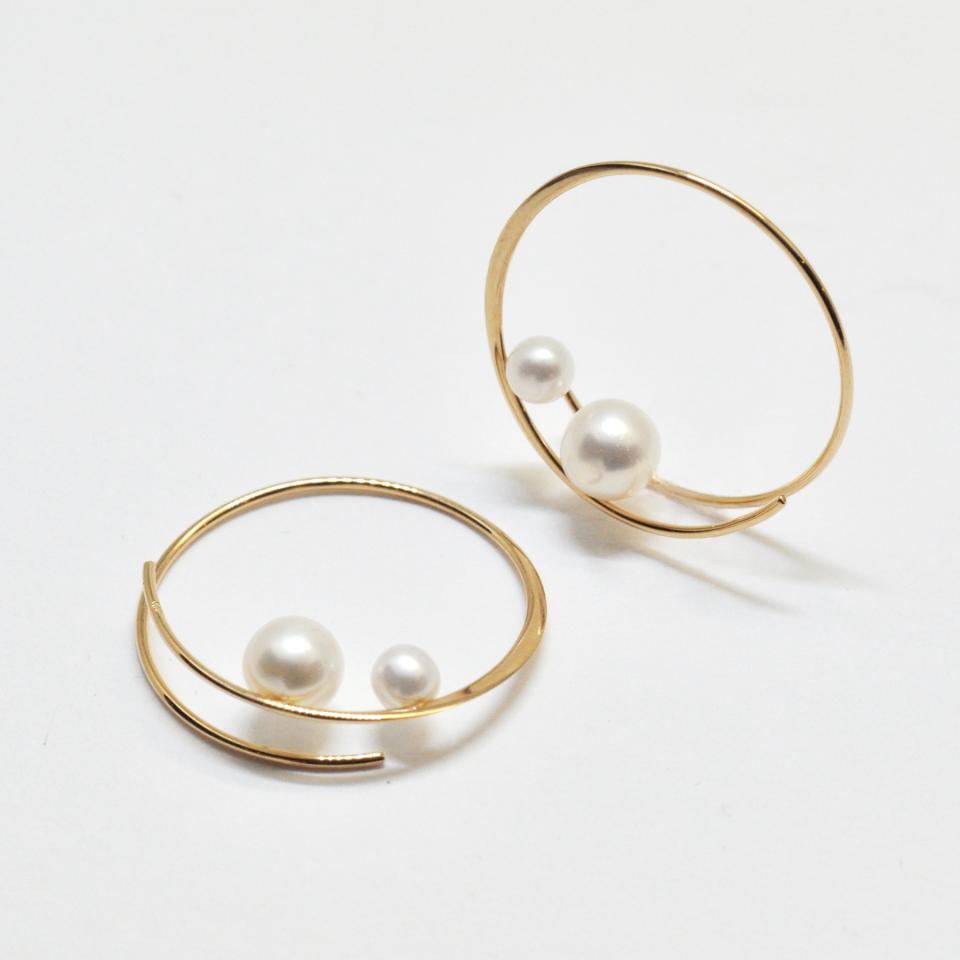 K18サークルonパールピアス( S)