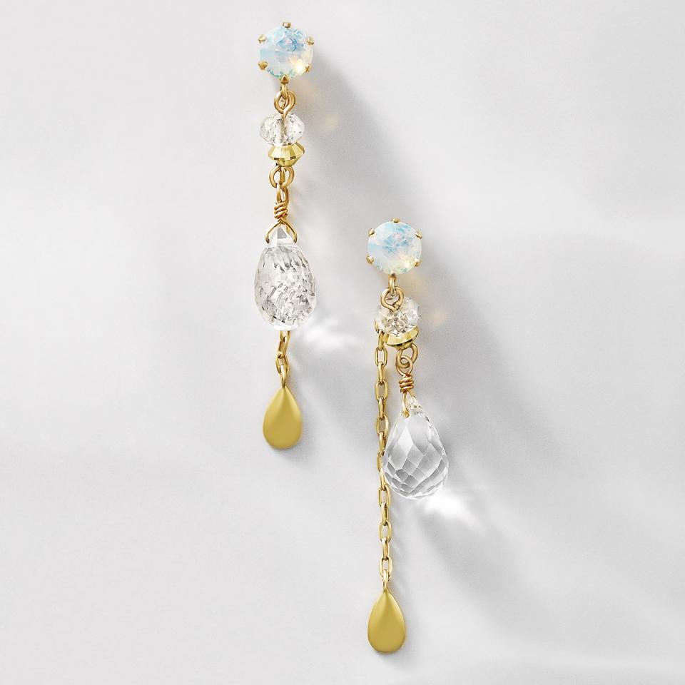 K18・K10　ホワイトクォーツモイスチャー2wayピアス