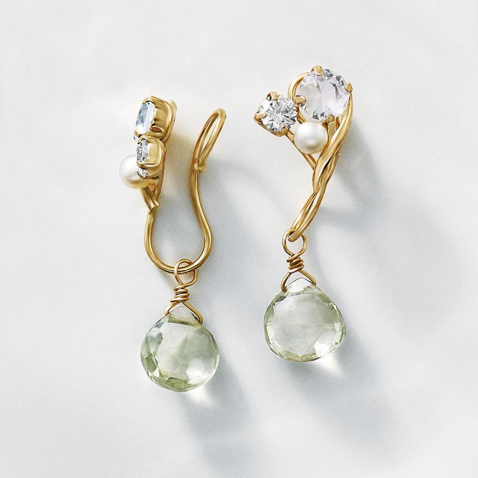 K10グリーンクォーツイヤリング(YG)