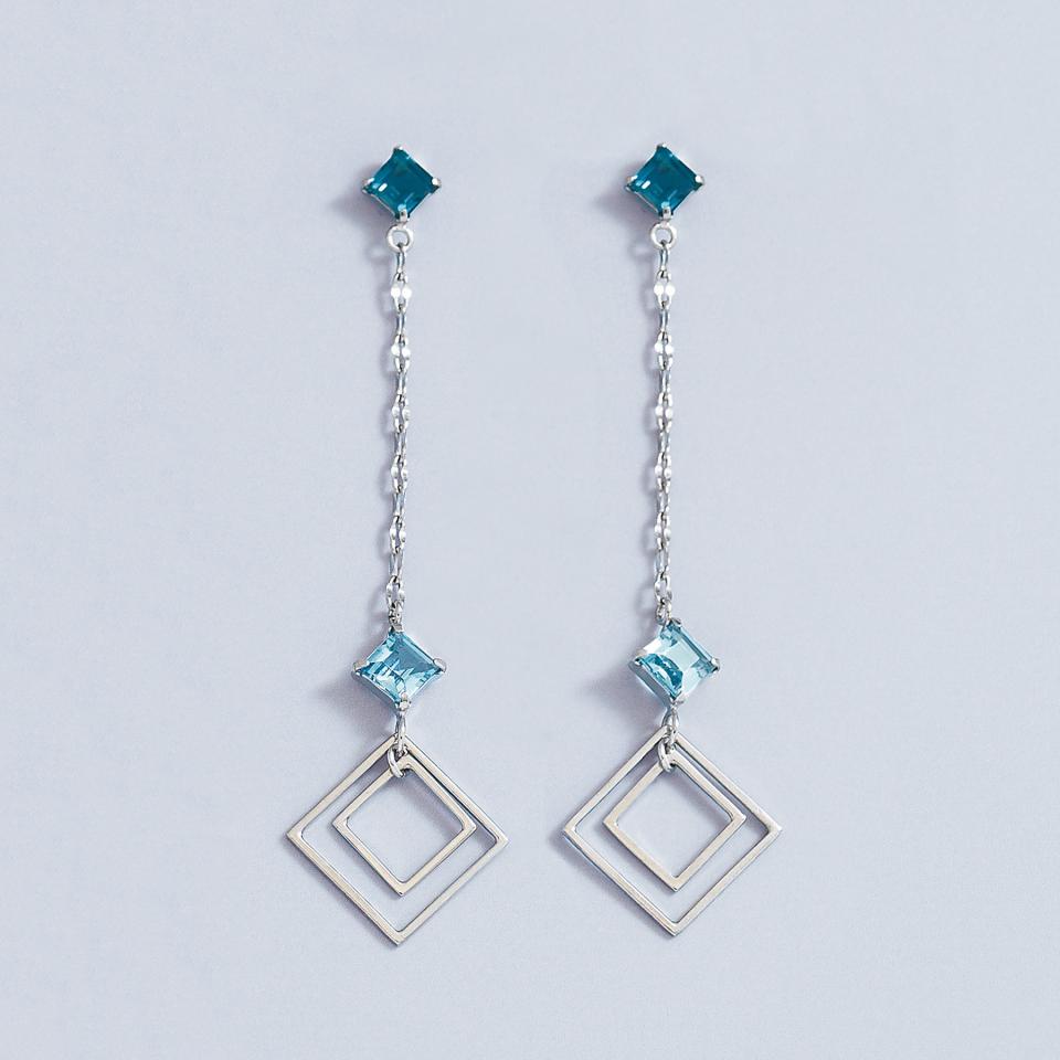 K14・K10ブルートパーズユレスクエアピアス