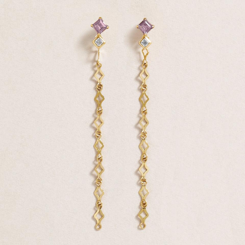 K18・K10アメジストデザインチェーン2wayピアス(YG)