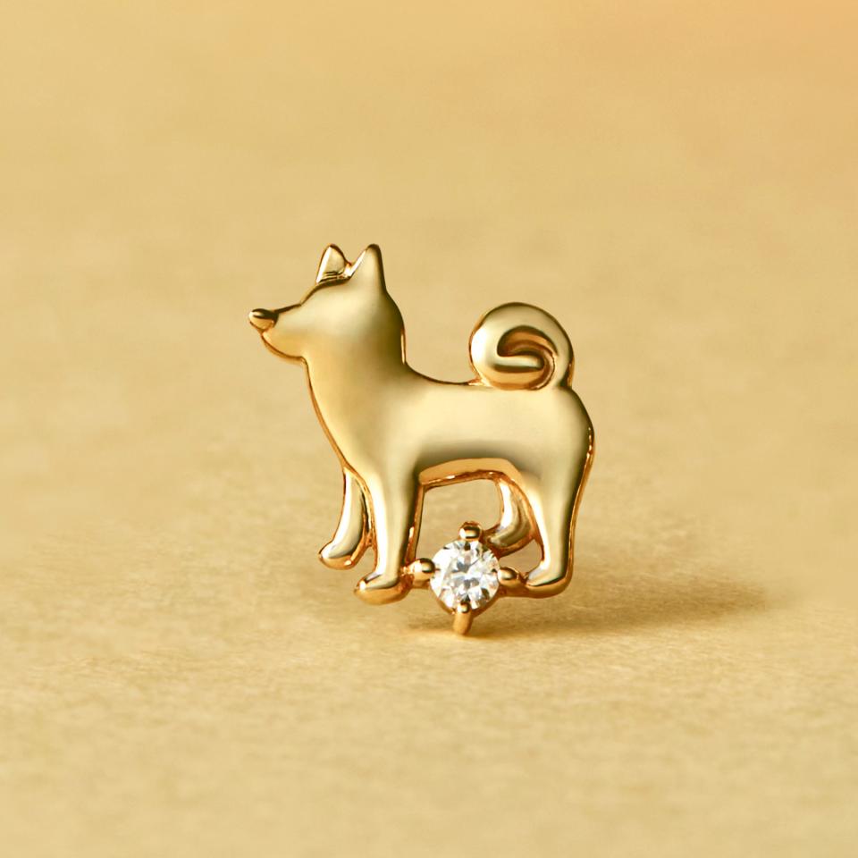 【 Solo Pierce】K18・K10 柴犬 ハーフピアス